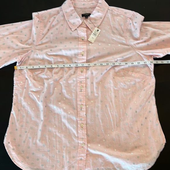 🎉Host Pick🎉Talbots Plus Petite Women’s Pink & Silver Polka Dot Shirt Size 1XP - Picture 7 of 12